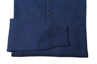 Manrico Blue  Long Sleeve Cashmere Polo