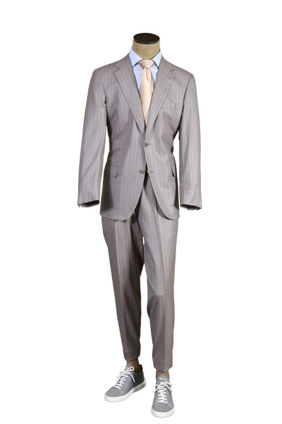 Brioni Light-Grey Striped Wool Suit