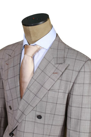 Kiton Light-Grey Windowpane Wool Suit