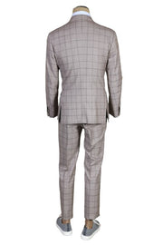 Kiton Beige Windowpane Wool Suit