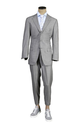 Kiton Grey Solid Cashmere-Wool Suit