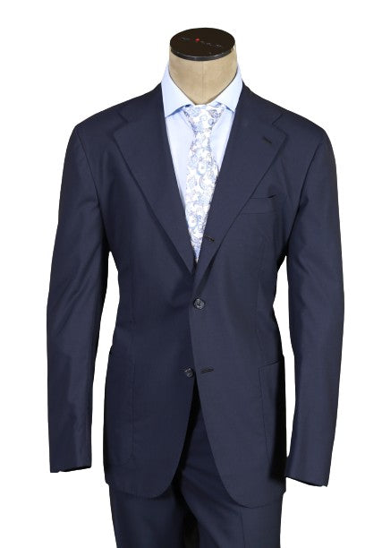 Kiton Blue Solid Wool Suit