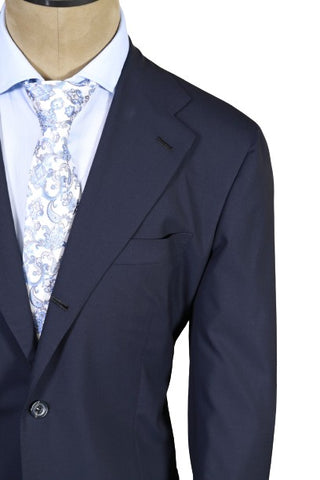 Kiton Midnight-Blue Solid Wool Suit