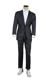 Kiton Black Striped Wool Suit Tuxedo