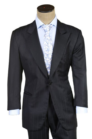 Kiton Dark-Grey Striped Wool Suit Tuxedo