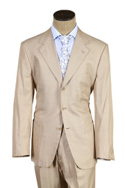 Brioni Beige Windowpane Cotton Suit