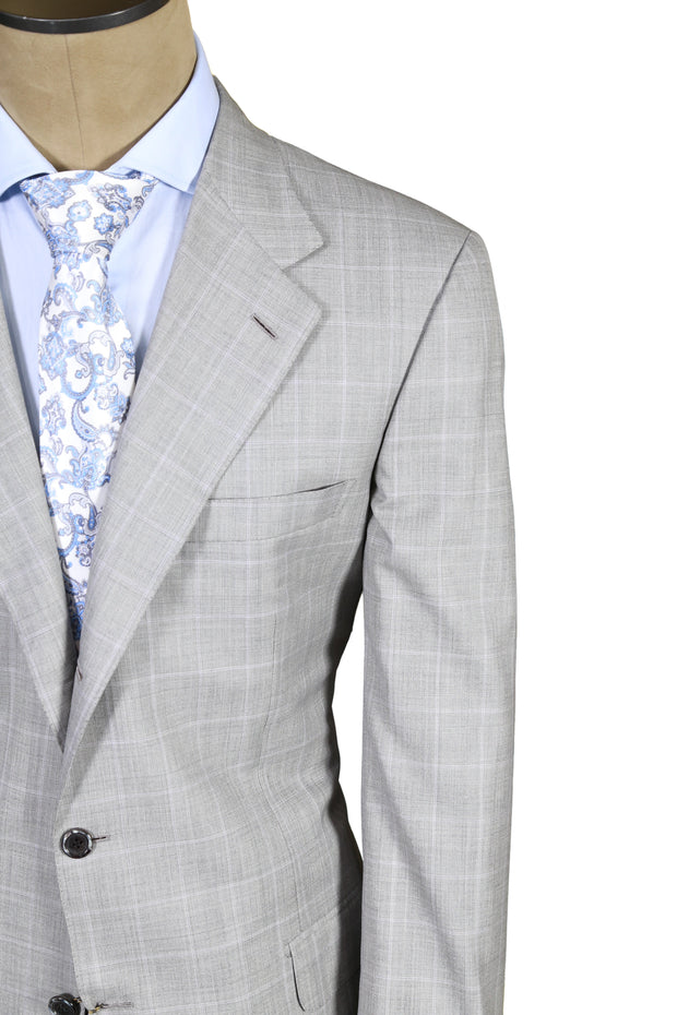 Brioni Light-Gray Checked Wool Suit