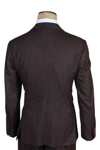 Kiton Brown Striped Wool Suit