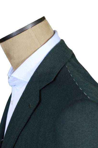 Kiton Dark-Green Herringbone Cashmere Sport Jacket