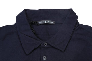 Manrico Blue  Long Sleeve Cashmere Polo