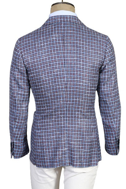 Kiton Blue Houndstooth Cashmere-Silk Sport Jacket