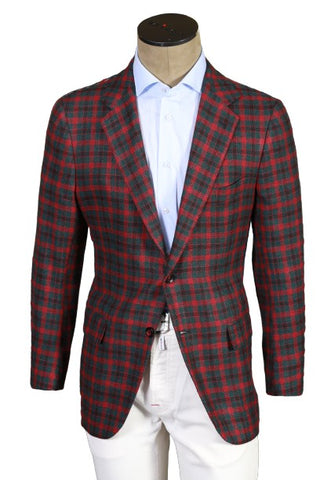 Kiton Red Checked Sport Jacket