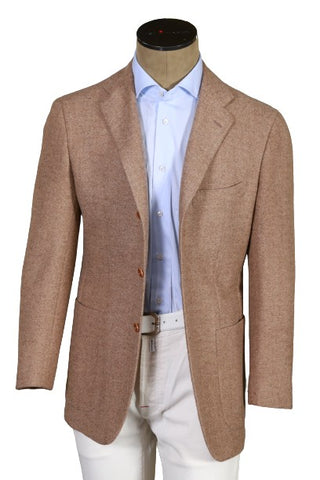 Kiton Light-Brown Solid Cashmere-Wool Sport Jacket