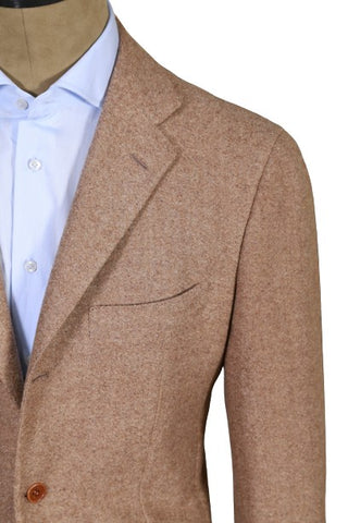 Kiton Light-Brown Solid Cashmere-Wool Sport Jacket