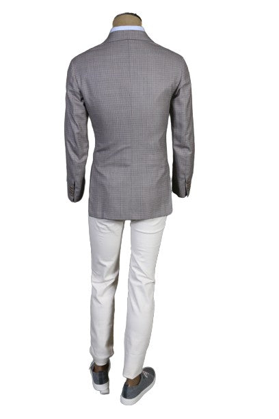 Kiton Light-Grey Checked Wool Sport Jacket