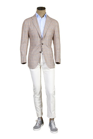 Kiton Beige Checked Cashmere Sport Jacket