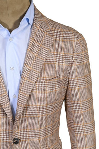 Kiton Beige Checked Cashmere Sport Jacket