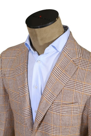 Kiton Beige Checked Cashmere Sport Jacket