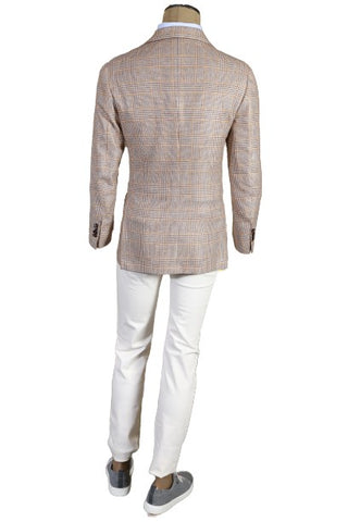 Kiton Beige Checked Cashmere Sport Jacket