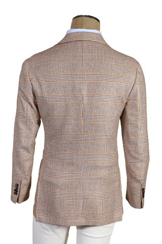 Kiton Beige Checked Cashmere Sport Jacket