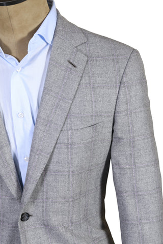 Brioni Grey Windowpane Linen Sport Jacket