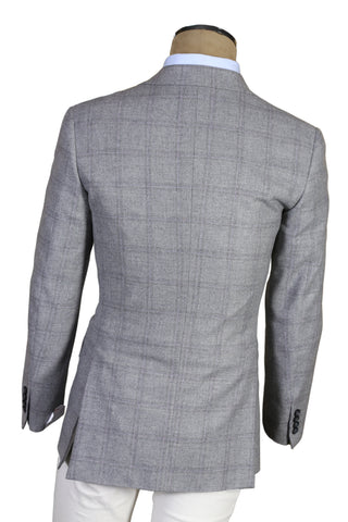 Brioni Grey Windowpane Linen Sport Jacket