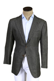 Kiton Dark-Grey Striped Sport Jacket