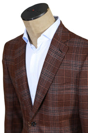 Brioni Brown Plaid Wool Sport Jacket