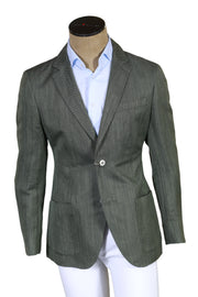 Brioni Sage Herringbone Linen-Silk Sport Jacket