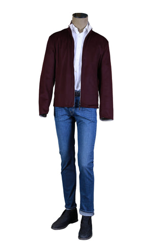 Kired By Kiton Burgundy/ White Solid Cashmere Reversible Jacket