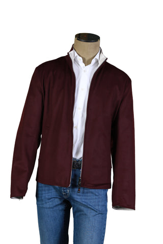 Kired By Kiton Burgundy/ White Solid Cashmere Reversible Jacket