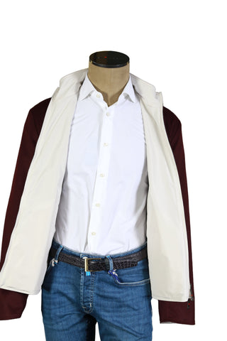 Kired By Kiton Burgundy/ White Solid Cashmere Reversible Jacket