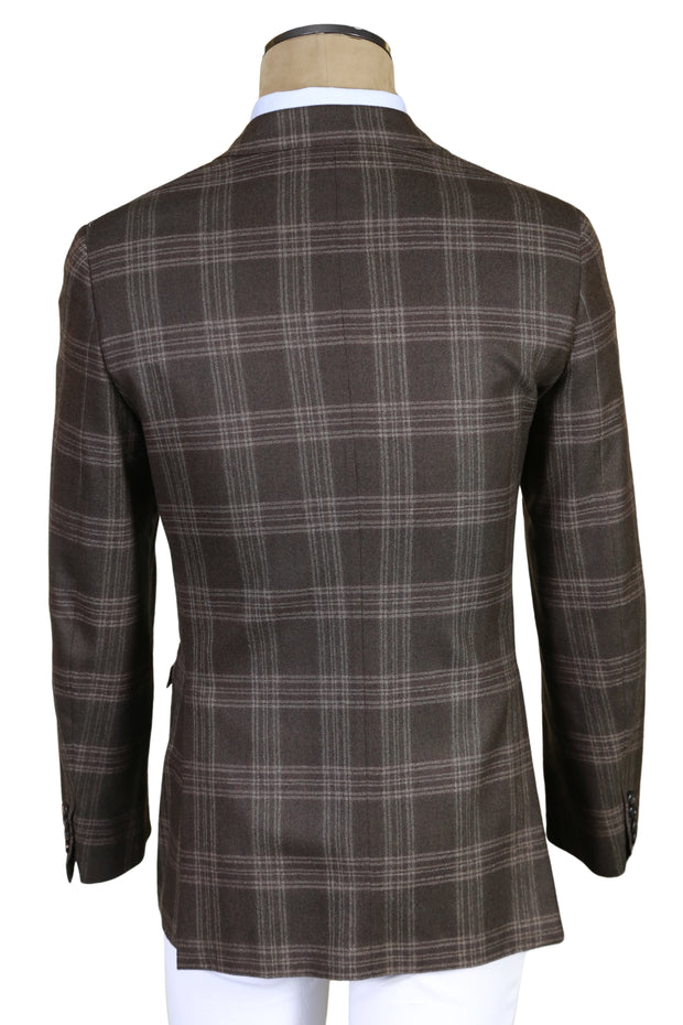 Brioni Dark-Brown Checked Wool Sport Jacket
