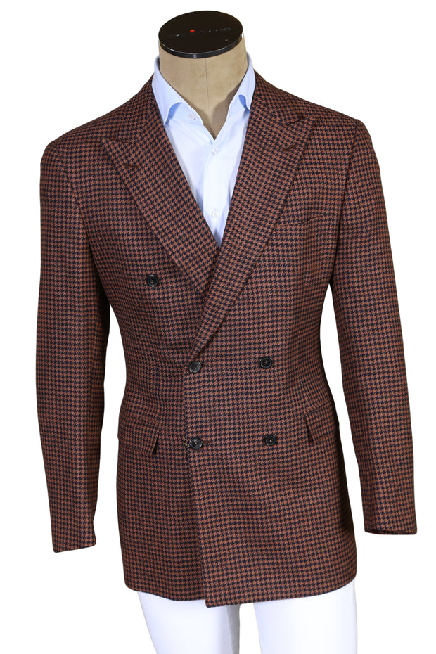 Brioni Brown Houndstooth Wool Sport Jacket