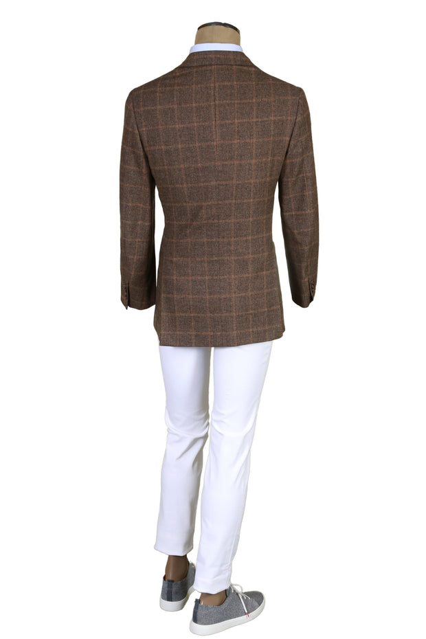 Brioni Brown Windowpane Wool Sport Jacket