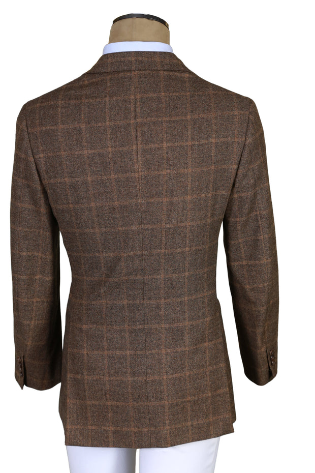 Brioni Brown Windowpane Wool Sport Jacket