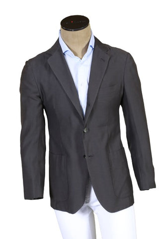 Kiton Grey Solid Cotton Sport Jacket