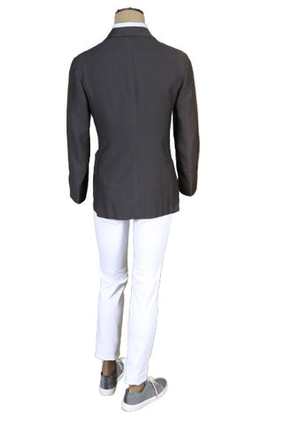 Kiton Grey Solid Cotton Sport Jacket