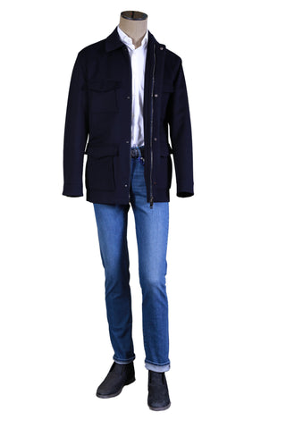 Kired By Kiton Midnight-Blue Solid Wool Jacket