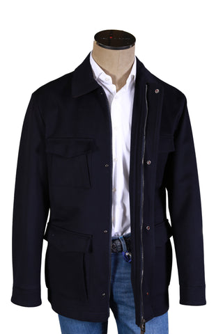 Kired By Kiton Midnight-Blue Solid Wool Jacket