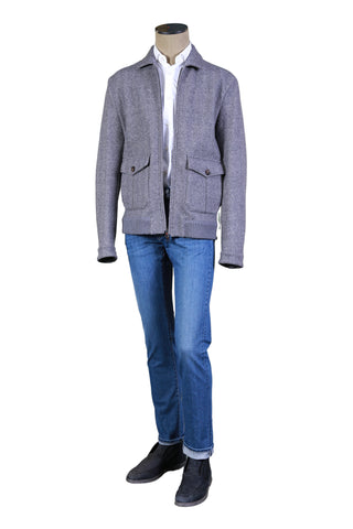 Kired By Kiton Grey Solid Wool-Cashmere Jacket