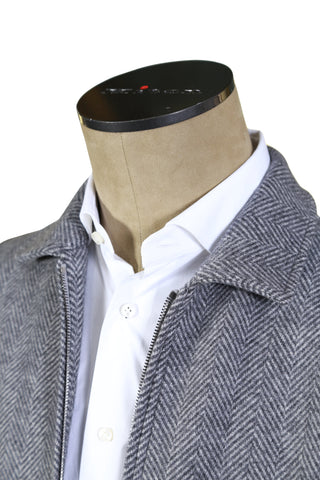 Kired By Kiton Grey Solid Wool-Cashmere Jacket