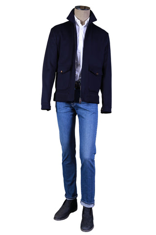 Kired By Kiton Midnight-Blue Solid Wool Jacket