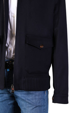 Kired By Kiton Navy-Blue Solid Wool Jacket