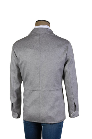 Kired By Kiton Grey Solid Cashmere Jacket