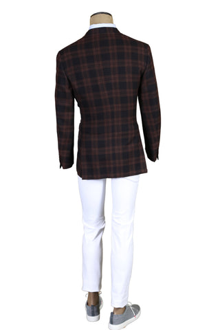 Brioni Dark-Brown Double Breasted Plaid Sport Jacket