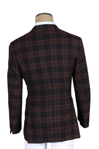 Brioni Dark-Brown Double Breasted Plaid Sport Jacket