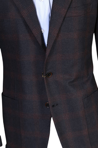 Brioni Dark-Grey Checked Wool Sport Jacket