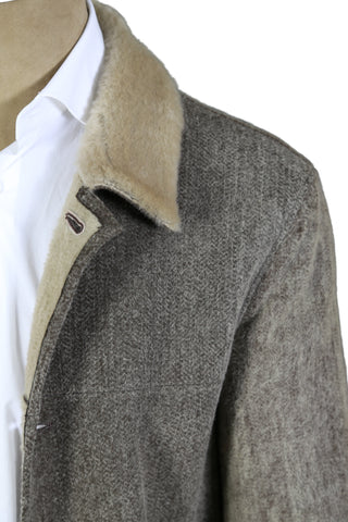 Hettabretz Grey/ Beige Shearling Overcoat