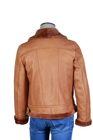 Hettabretz Light-Brown Shearling Lined Leather Overcoat